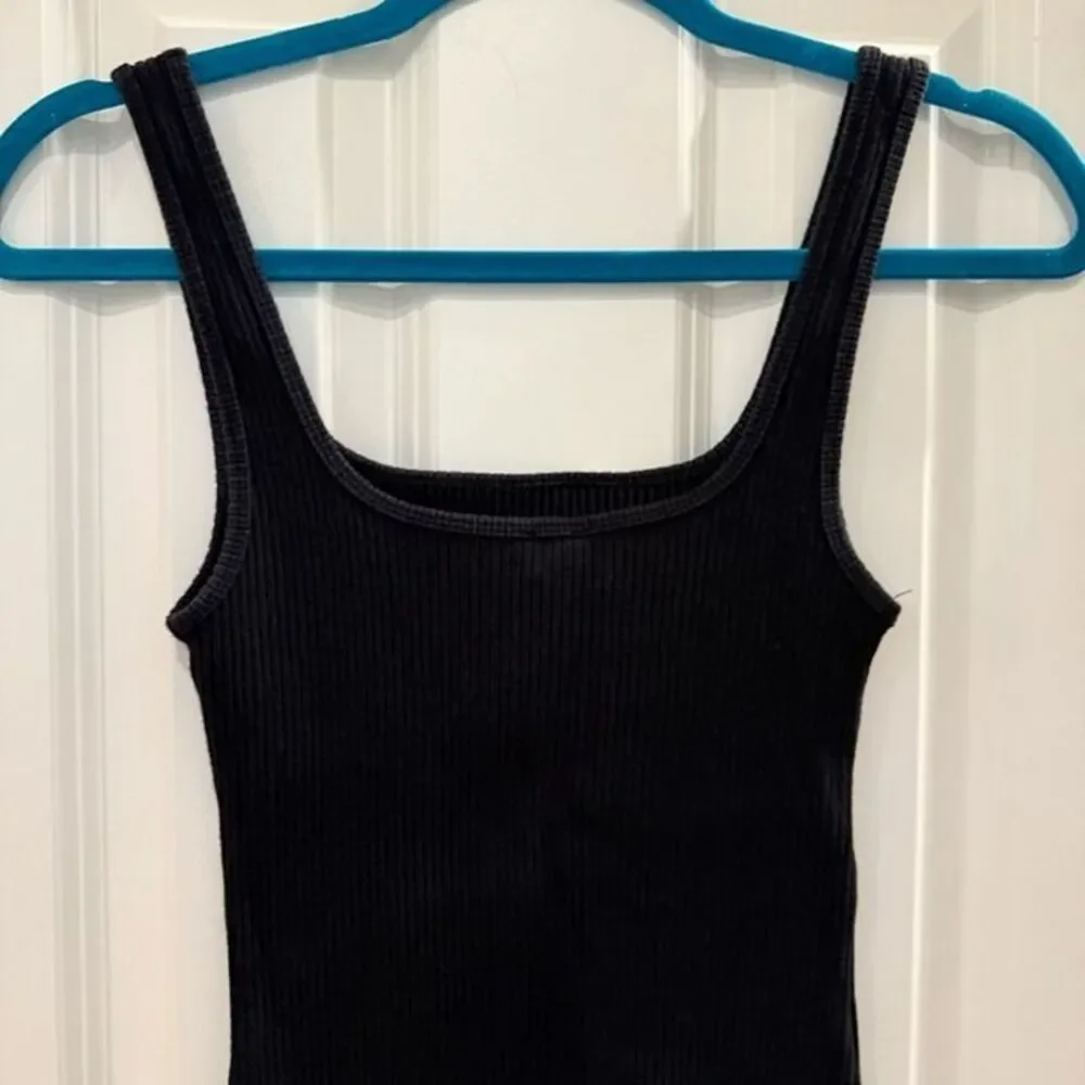 Wilfred Free Aritzia Square Neck Ribbed Mini Dress Black size XS Going Out - Picture 8 of 12